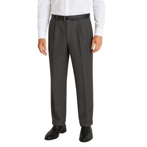 Geoffrey Beene Men’s Dress Pants Pleated Front Cuffed Hem Gray Micro Check